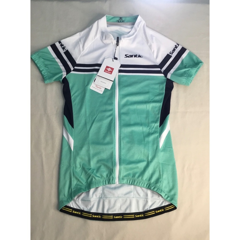 Santic Short Sleeve Cycling Jersey Bike Shirt Mint Green‎ White Navy Blue Men's
